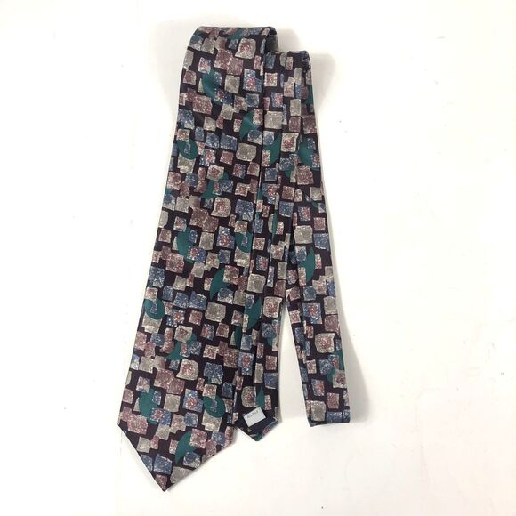 Vitg Enrico Sarchi All Silk Neck Tie Abstract Geometric Dark Multicolor Made USA - Picture 4 of 7